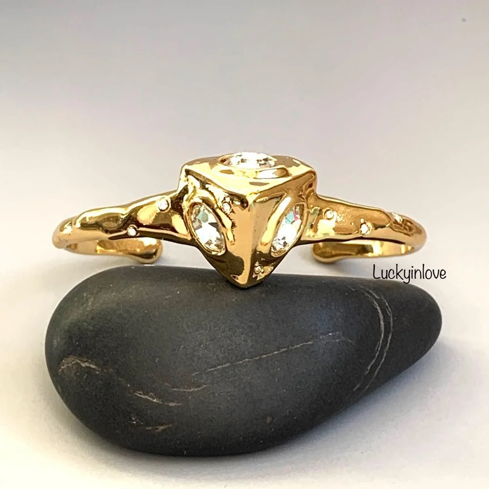 Alexis Bittar Modern Future Antiquities Bold Sculpted Gold Pyramid Cuff Bracelet